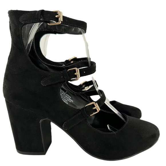 A new day womens heels size 7 black faux suede punk steampunk - Picture 11 of 11